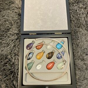 Elegant Silver Necklace with Multi-Color Gemstones